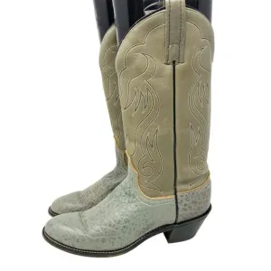Vintage Acme Gray Leather Western Boots Women's Size 6.5 Pull On Made in USA