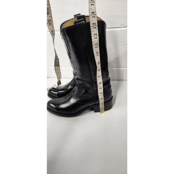 Vintage Acme Men's Black Leather Cowboy/Western/Roper Boots, Size9D, Made In USA