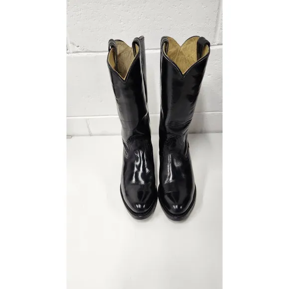 Vintage Acme Men's Black Leather Cowboy/Western/Roper Boots, Size9D, Made In USA