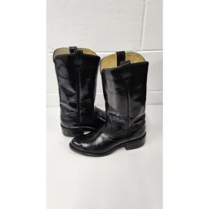 Vintage Acme Men's Black Leather Cowboy/Western/Roper Boots, Size9D, Made In USA