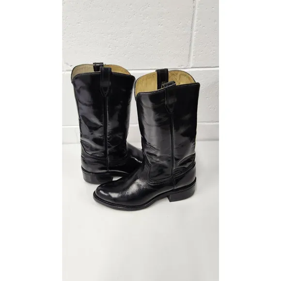 Vintage Acme Men's Black Leather Cowboy/Western/Roper Boots, Size9D, Made In USA
