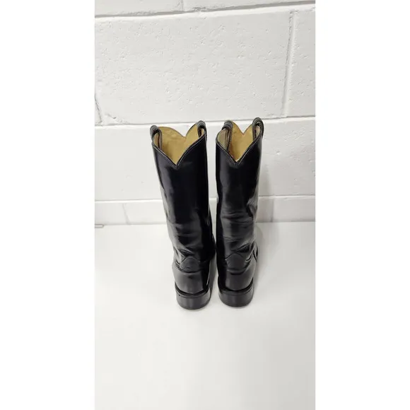 Vintage Acme Men's Black Leather Cowboy/Western/Roper Boots, Size9D, Made In USA