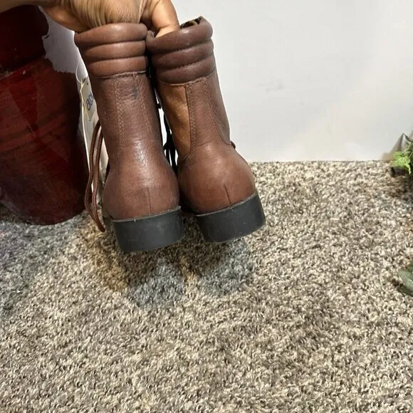Vintage Acme Women's Brown Leather Western Kiltie Lace Up Boots Size 6 M New