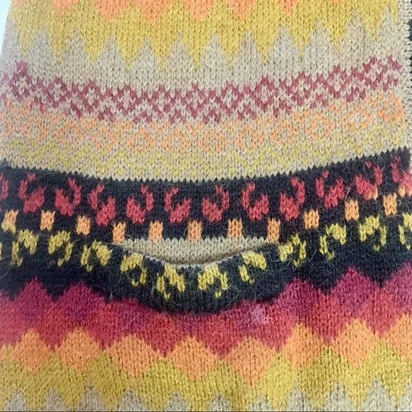 Vintage Alpaca Esmeralda Aztec Mixed Pattern Open Front Alpaca Wool Sweater Vest