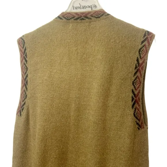Vintage Alpaca Esmeralda Aztec Mixed Pattern Open Front Alpaca Wool Sweater Vest