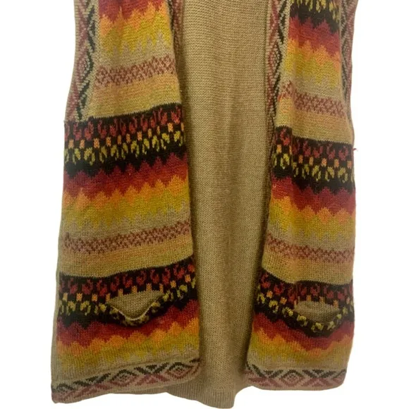 Vintage Alpaca Esmeralda Aztec Mixed Pattern Open Front Alpaca Wool Sweater Vest
