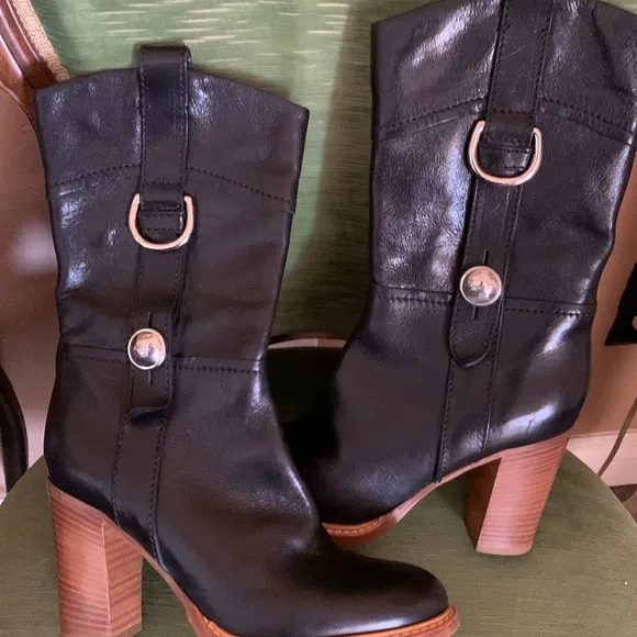 Vintage &amp; Rare Coach 1941 Black Leather Boots.  Sz 6.5B