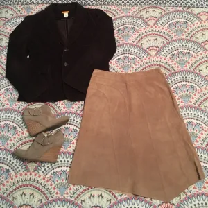 Vintage Asymmetric Suede Skirt