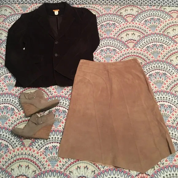 Vintage Asymmetric Suede Skirt