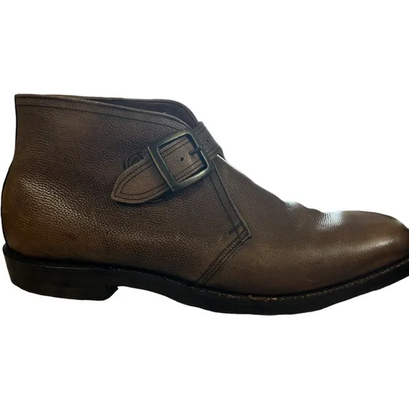 Vintage Barrie Ltd Brown Pebble Leather Monk Strap Ankle Boots Size 10
