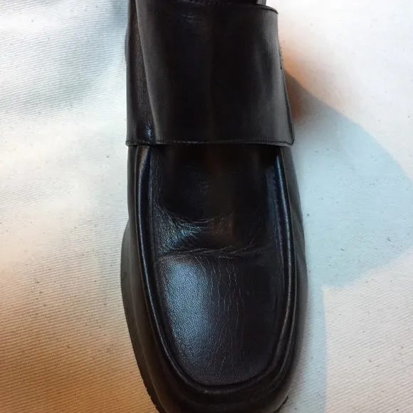 Vintage black leather booties, never worn
