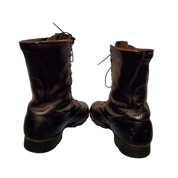 Vintage Black Leather Lace-Up Combat Military Jungle Boots Men's Size 11R