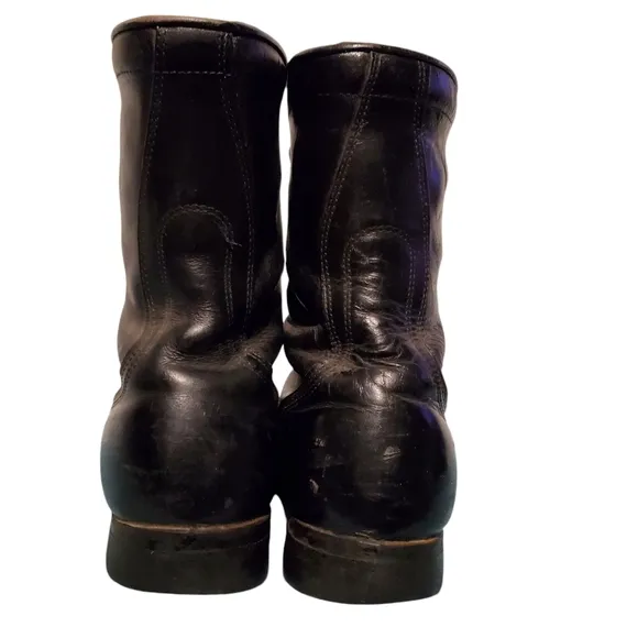Vintage Black Leather Lace-Up Combat Military Jungle Boots Men's Size 11R