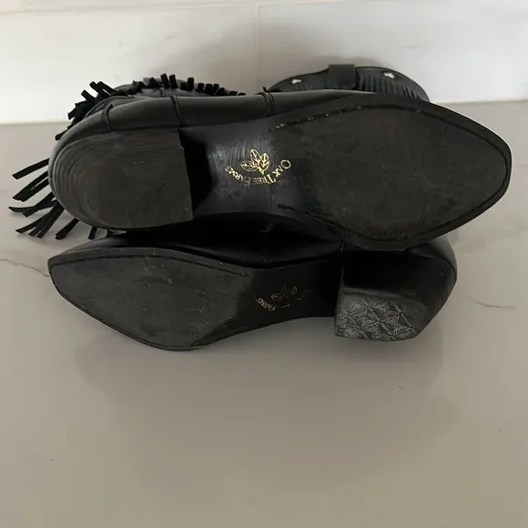 Vintage Black Leather Stars and Fringe Cowgirl Boots