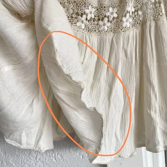 Vintage Boho Eyelet Lace Tiered Cream Midi Skirt