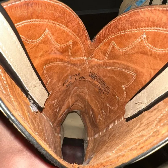 Vintage Britney Spears Capezio Tan Blue Monarcha Butterfly Cowgirl Western Boots