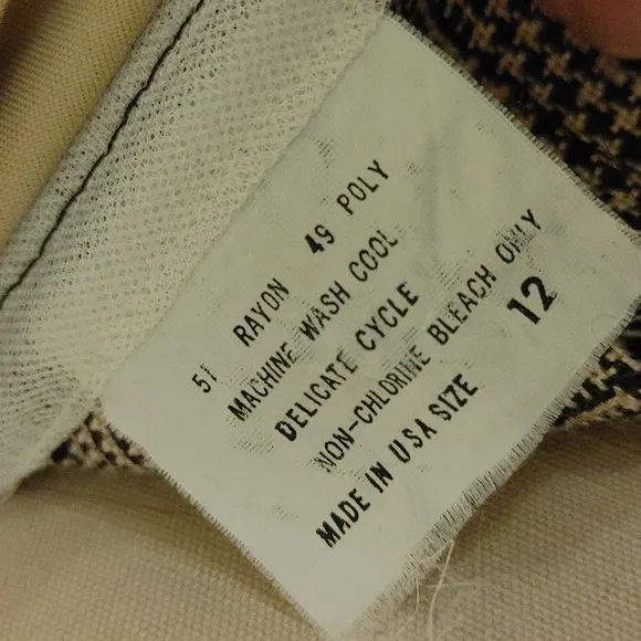 Vintage Brown &amp; Cream Pleated Midi Skirt Size 4/6
