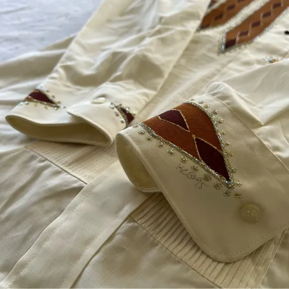 Vintage Chaplin Glitter Country Western Painted Boots Button Down Shirt