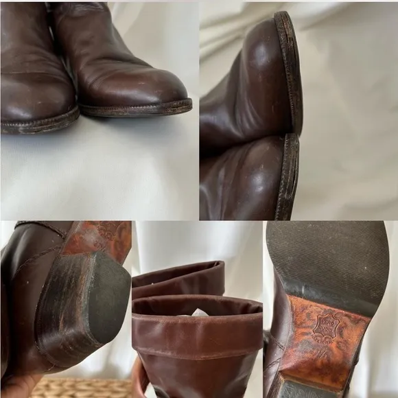 Vintage Chellis Brown leather mid-calf boots made in Italy.