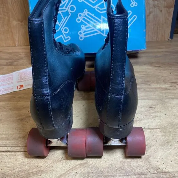 Vintage Chicago Men's Roller Rink Skates Size 10 Black 405 Red Urethane‎ Wheels