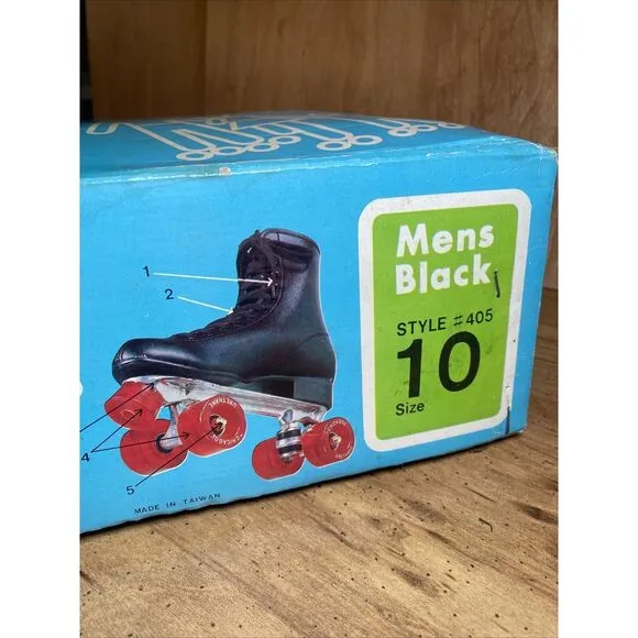 Vintage Chicago Men's Roller Rink Skates Size 10 Black 405 Red Urethane‎ Wheels