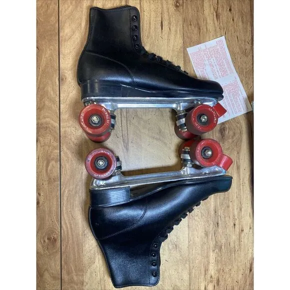 Vintage Chicago Men's Roller Rink Skates Size 10 Black 405 Red Urethane‎ Wheels