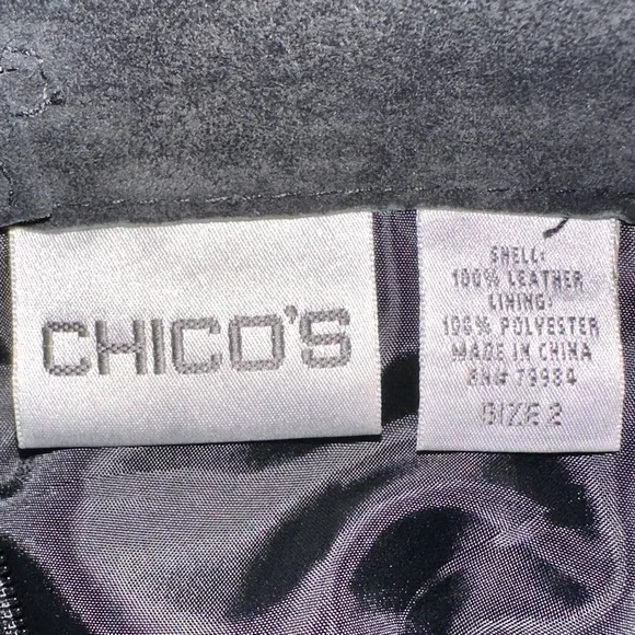 Vintage Chico’s Black Suede Laser Cut A-line Skirt