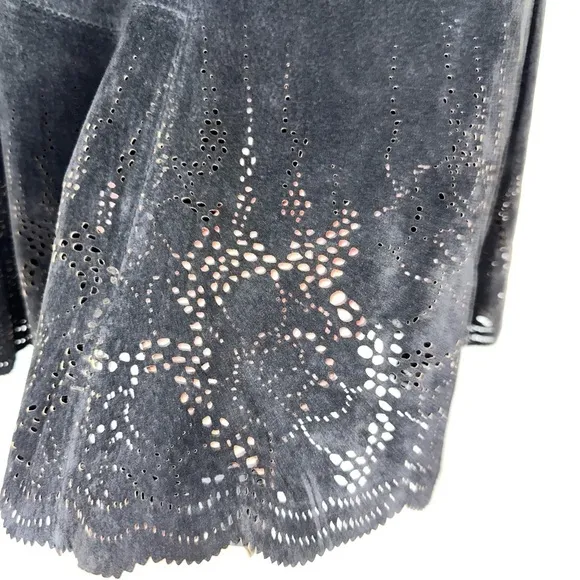 Vintage Chico’s Black Suede Laser Cut A-line Skirt