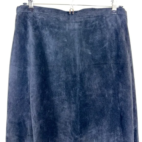 Vintage Chico’s Black Suede Laser Cut A-line Skirt