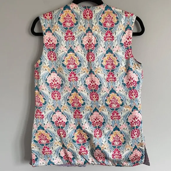 Vintage Chinese Pink Floral Quilted Tunic Vest - S, ***Reversible***