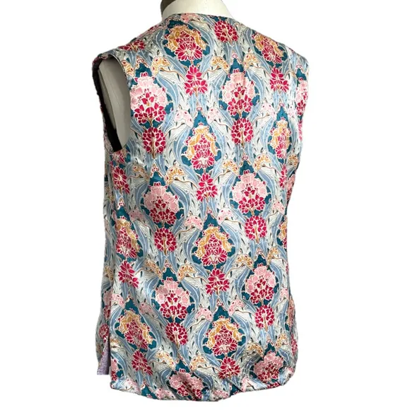 Vintage Chinese Pink Floral Quilted Tunic Vest - S, ***Reversible***
