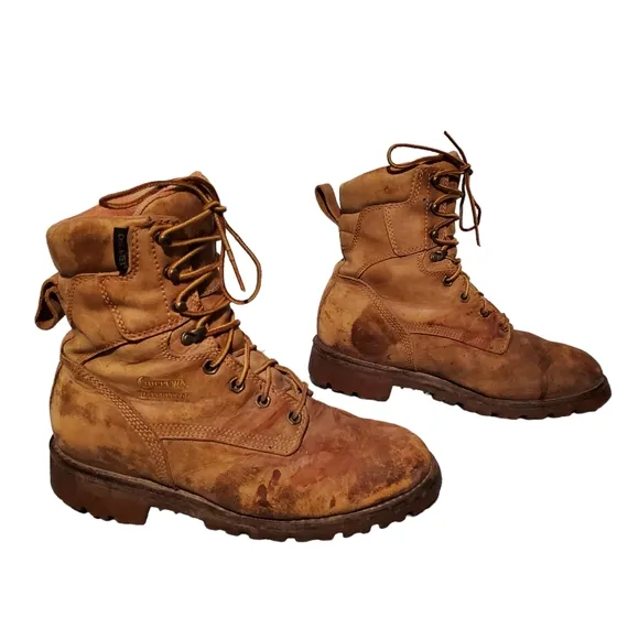 Vintage Chippewa Leather Lace-Up Combat Logger Boots Men's 8.5E, Vibram Soles