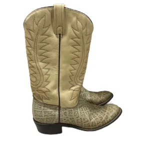 Vintage Circle A Acme Women’s Leather Cowboy Boots Sz 7.5 Narrow Two Tone Cream