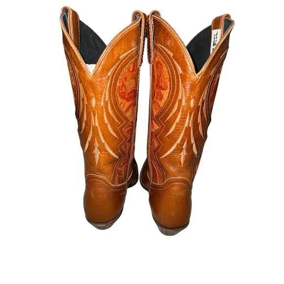 Vintage Code West Brown Leather Cowgirl Western Boots sz 6.5M Made In USA Rodeo