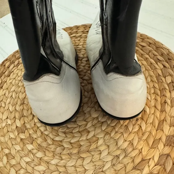 Vintage Code West Womens Black White Lightning Leather Cowboy Boots 6.5