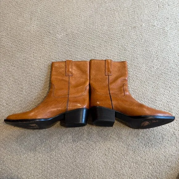 Vintage Cole Haan Boots Mid-Calf Brown Pebbled Leather Western Boho Sz 8 #10893