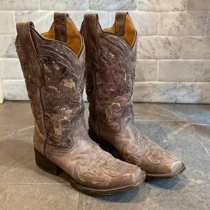 Vintage Corral Brown Boots with Sequins Detail
