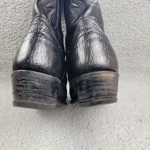 Vintage Cowtown Bullhide Cowboy Boots Mens 9.5 D Black Exotic Western Country