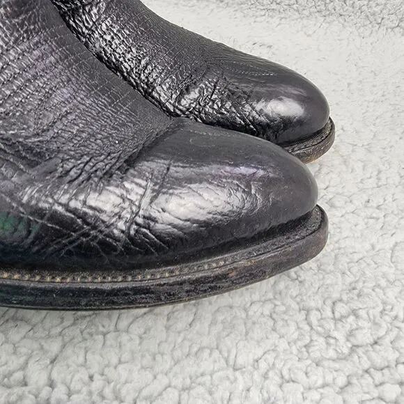 Vintage Cowtown Bullhide Cowboy Boots Mens 9.5 D Black Exotic Western Country