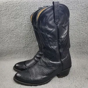 Vintage Cowtown Bullhide Cowboy Boots Mens 9.5 D Black Exotic Western Country