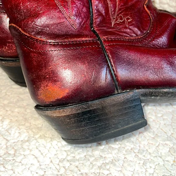 Vintage Dan Post Black Cherry Leather Cowboy Boots 16546 Western Size 11D