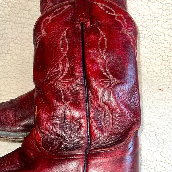 Vintage Dan Post Black Cherry Leather Cowboy Boots 16546 Western Size 11D