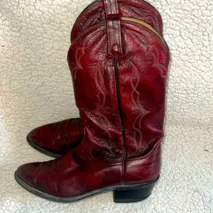Vintage Dan Post Black Cherry Leather Cowboy Boots 16546 Western Size 11D