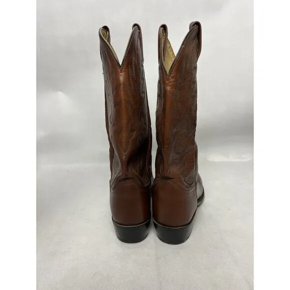 VINTAGE DAN POST Brown Leather Tobacco COWBOY WESTERN BOOTS 12B USA