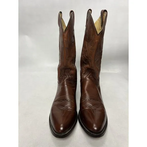 VINTAGE DAN POST Brown Leather Tobacco COWBOY WESTERN BOOTS 12B USA
