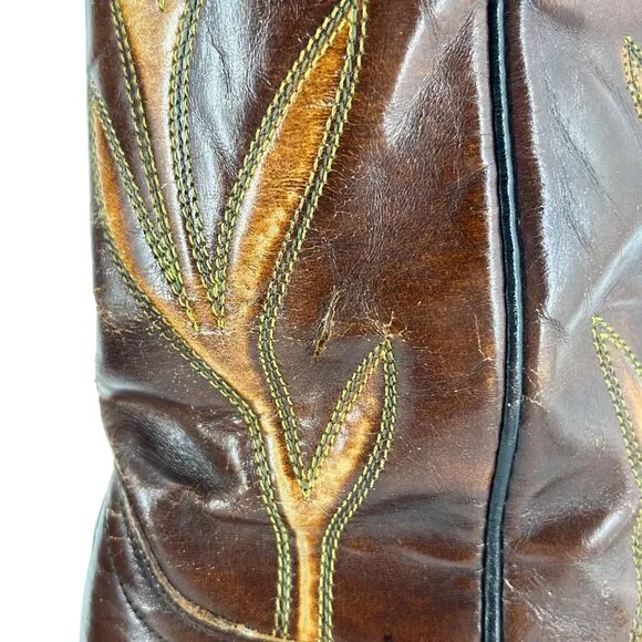 Vintage Dan Post Brown Tan Leather Cowboy Boots Mens size 10.5D Western 6907