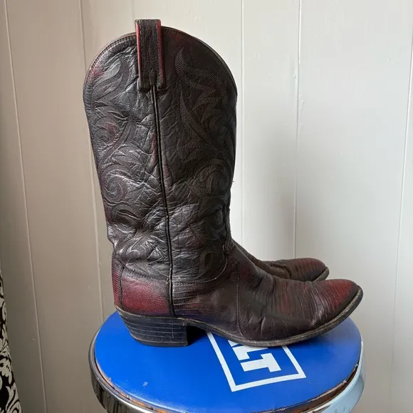 Vintage Dan Post Dark Cherry Cowboy Boots