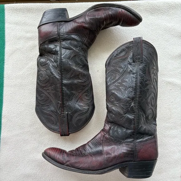 Vintage Dan Post Dark Cherry Cowboy Boots