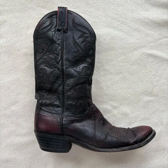 Vintage Dan Post Dark Cherry Cowboy Boots
