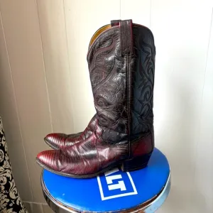 Vintage Dan Post Dark Cherry Cowboy Boots